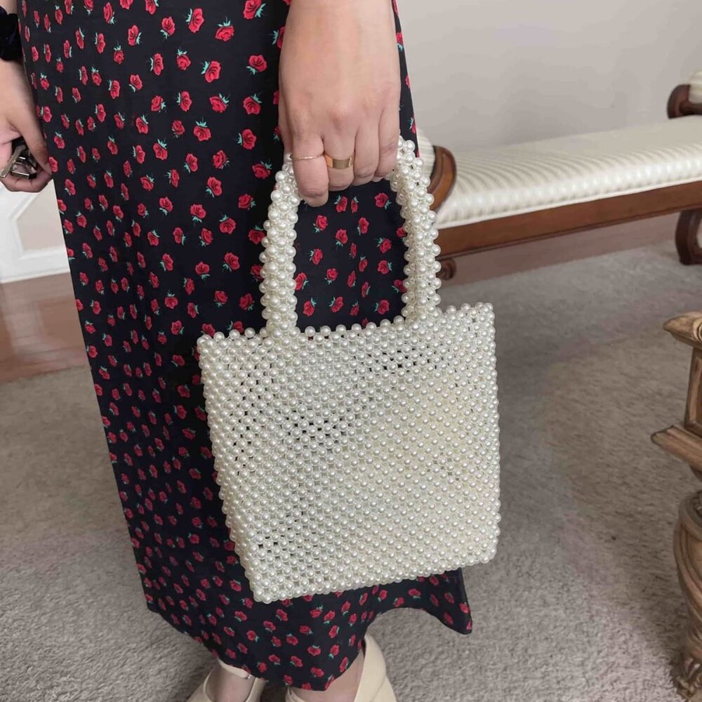 Neiman Marcus SIlk-Lined Pearl Clutch Purse - Picture 6 of 6
